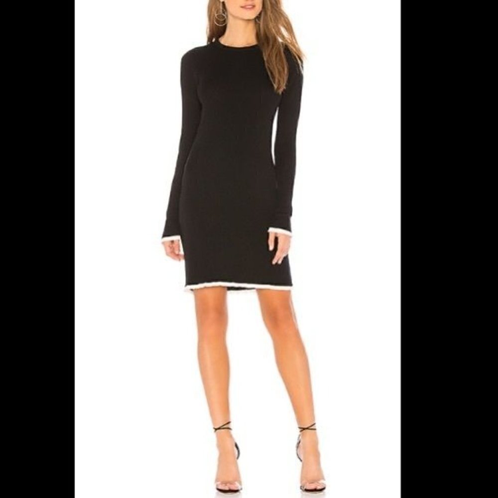 Equipment Fifi Black Long Sleeve Ribbed Sweater Dress NWT $328 Large